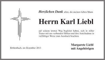 Traueranzeige von Karl Liebl von Pegnitz-Zeitung